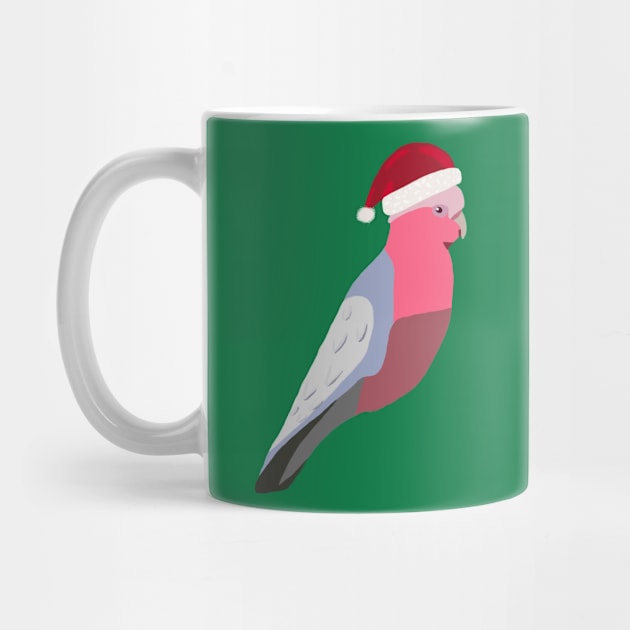 Christmas festive Australian Gallah parrot pink by LozzieElizaDesigns